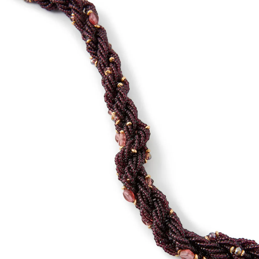 Accessorize London Women's Purple Amber Beaded Twisted Collar Necklace