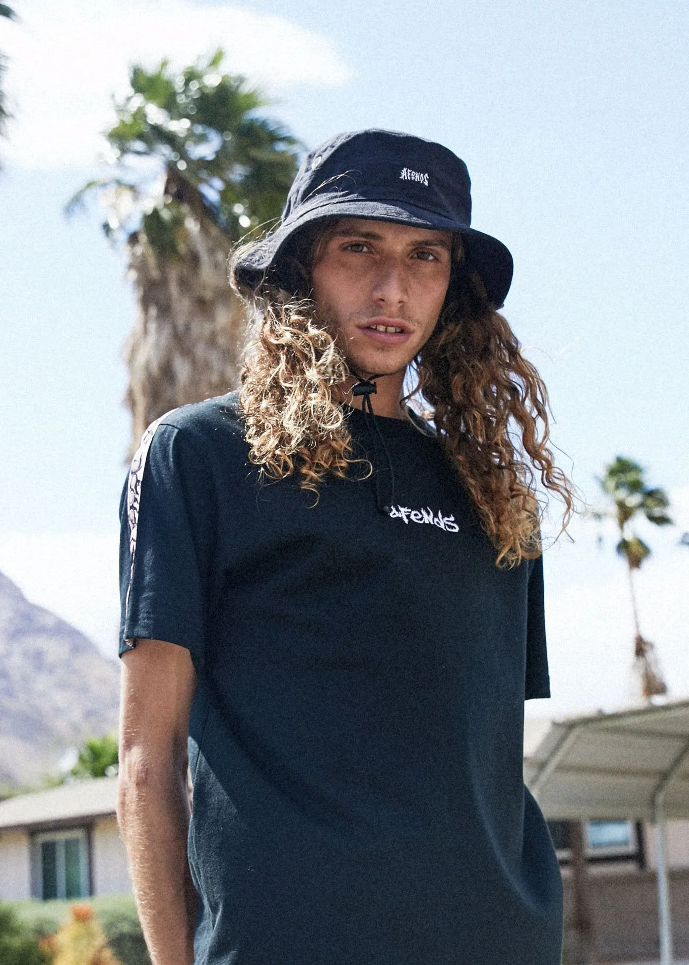 Afends Unisex Torched - Hemp Bucket Hat - Black