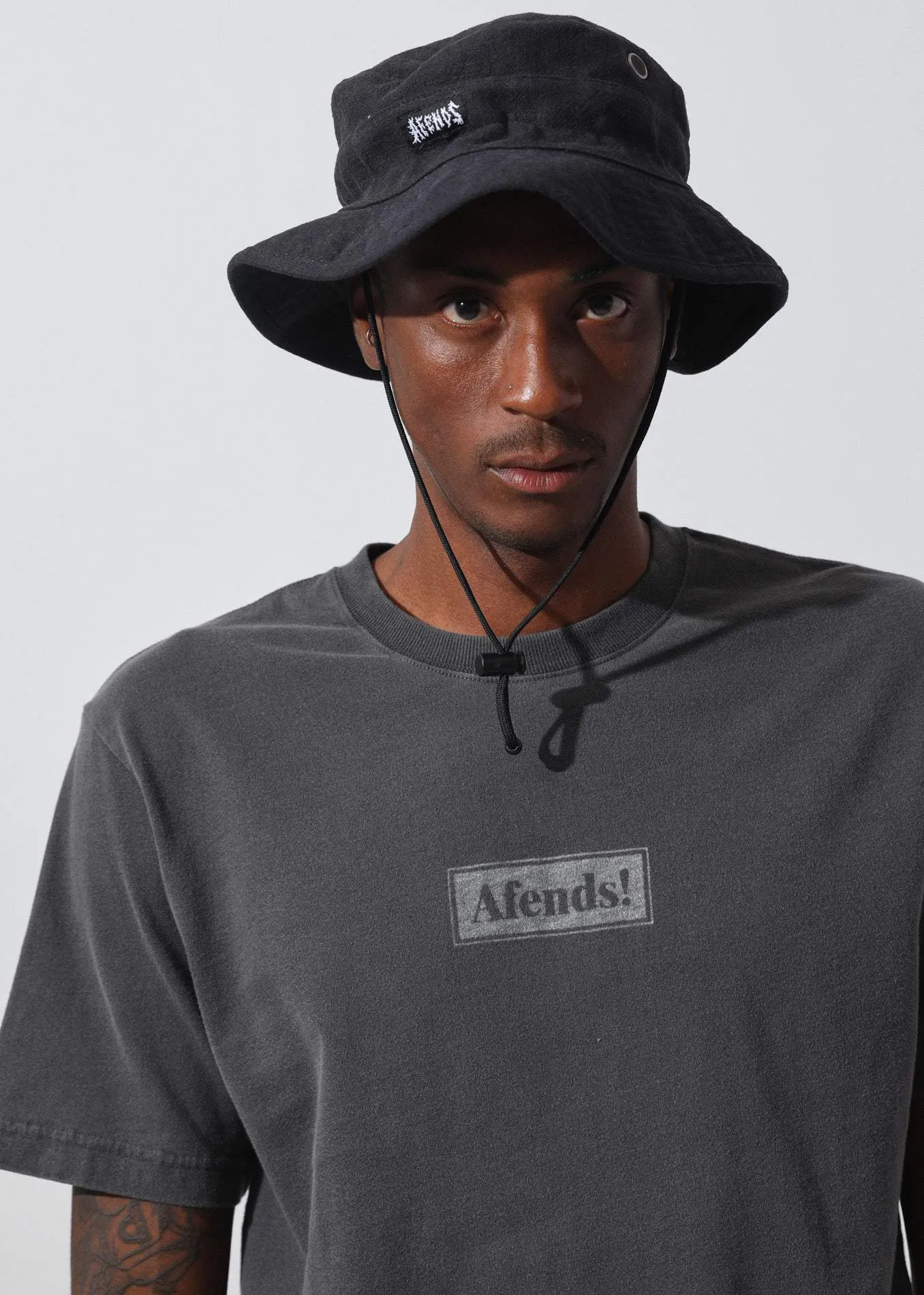 Afends Unisex Torched - Hemp Bucket Hat - Black
