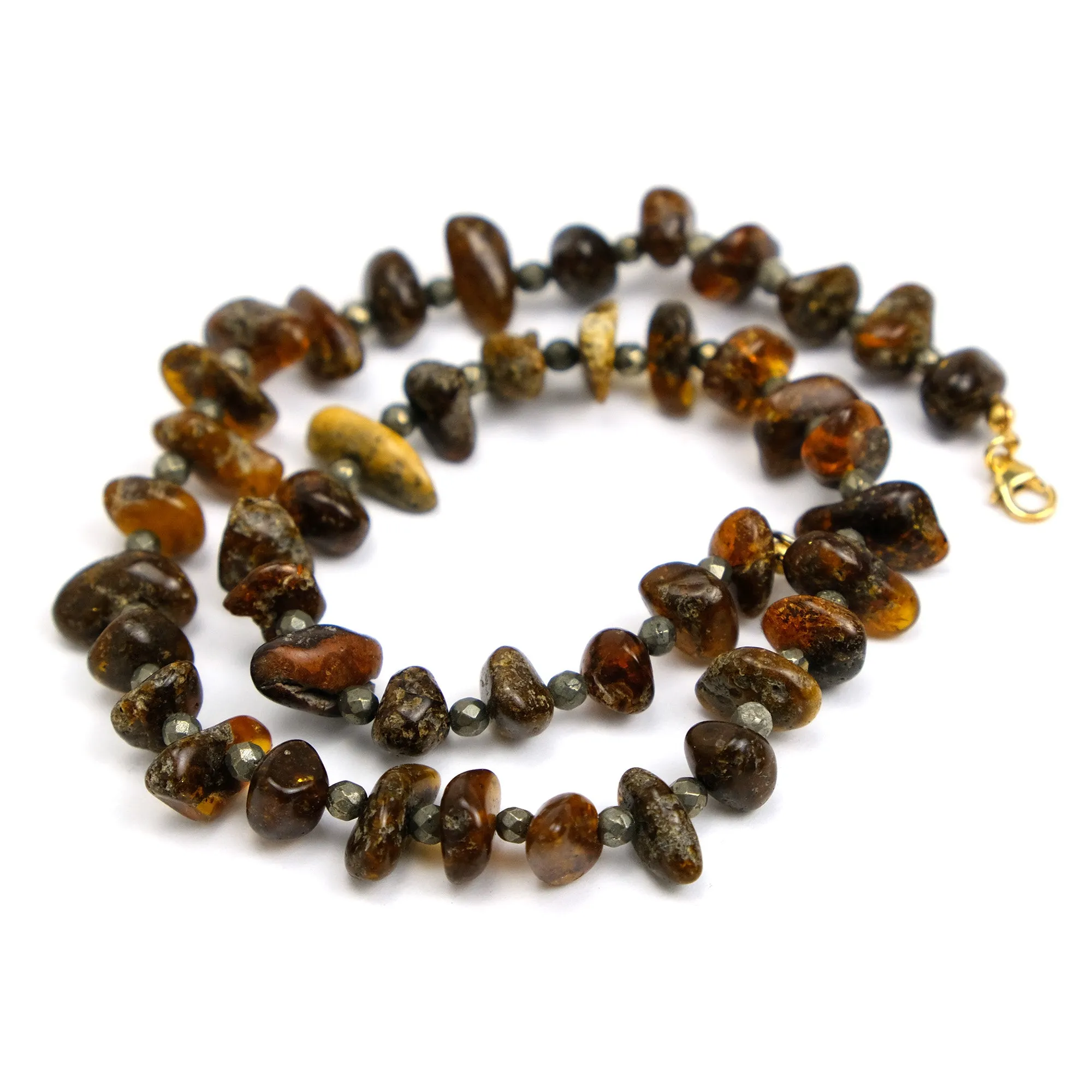 Amber & Faceted Pyrite Necklace #5