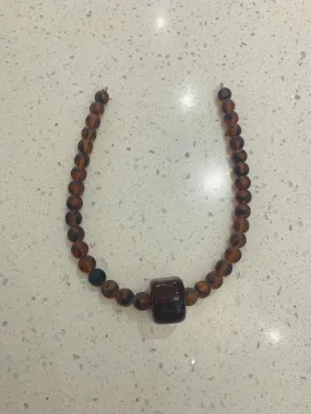Amber Glass Beaded Necklace