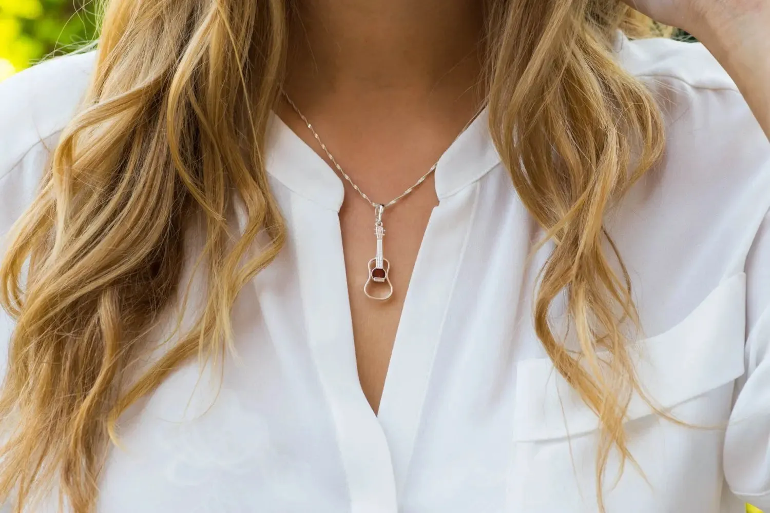 Amber Guitar Pendant Necklace
