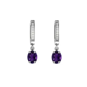 Amethyst and Diamond Earrings in 10K White Gold