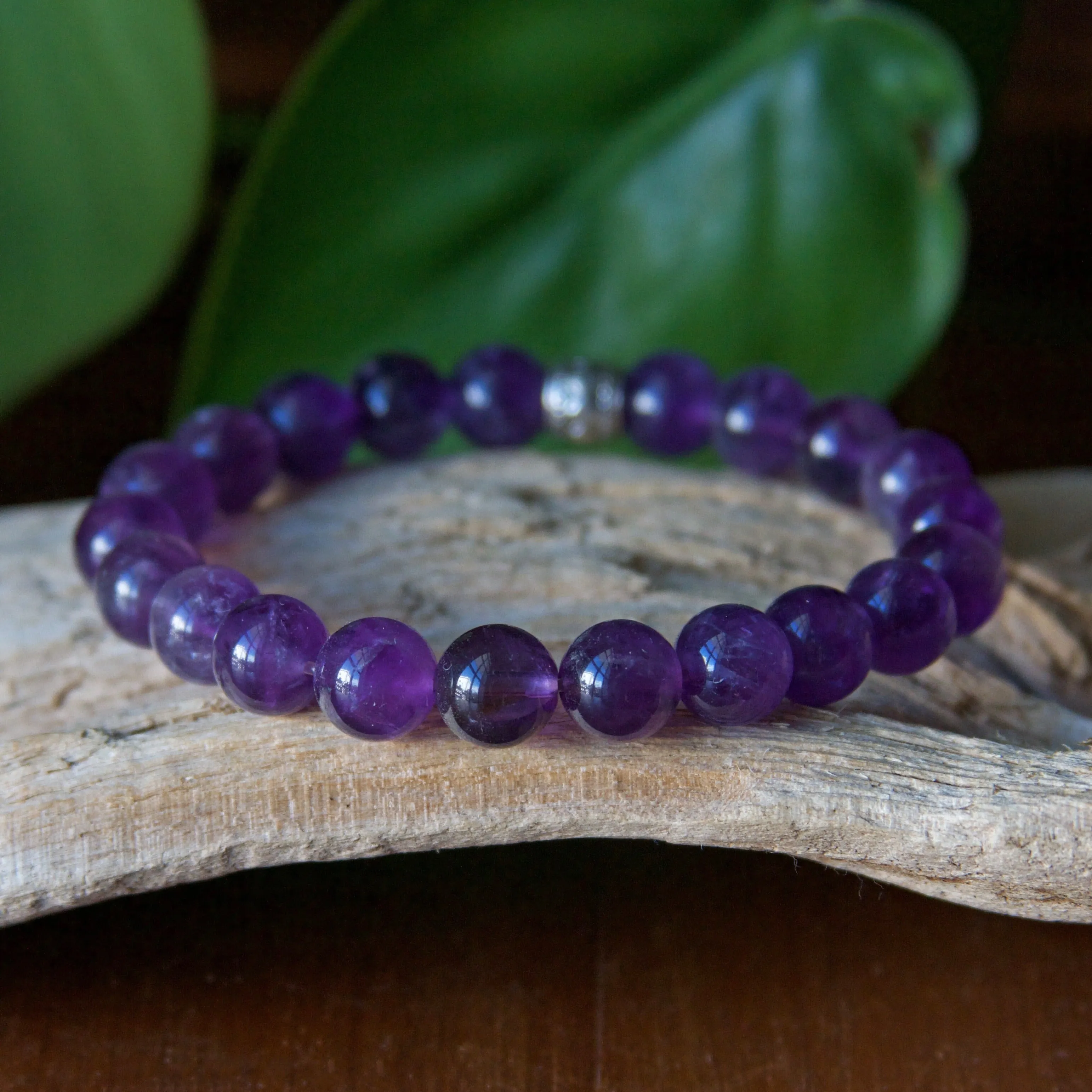 Amethyst Beaded Stretch Bracelet