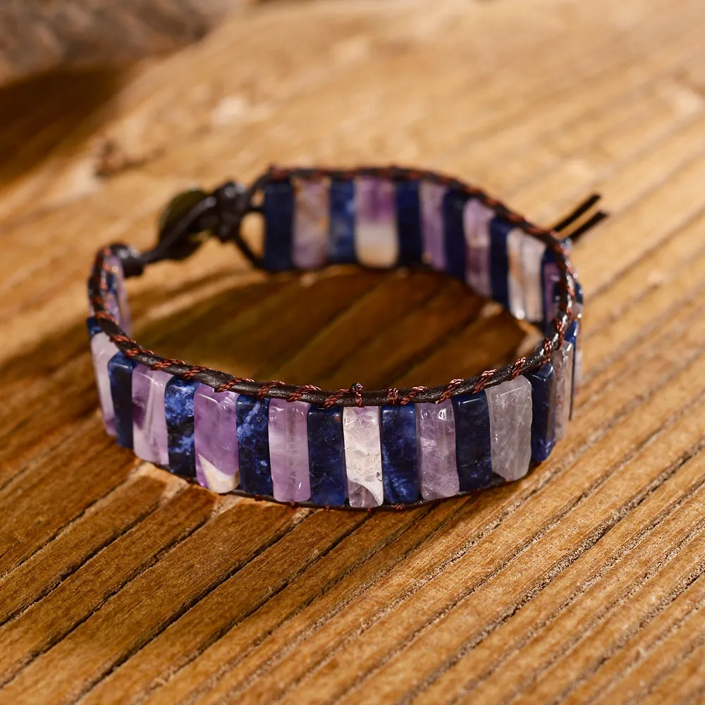 Amethyst Lapis Lazuli Bracelet Hand-Woven!!