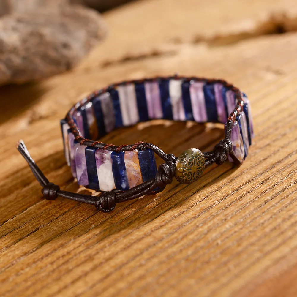 Amethyst Lapis Lazuli Bracelet Hand-Woven!!
