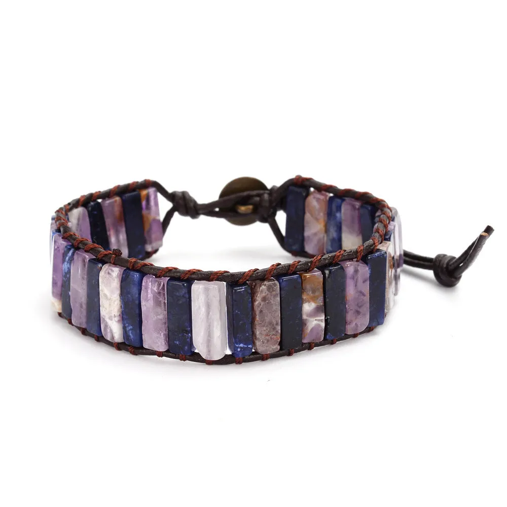 Amethyst Lapis Lazuli Bracelet Hand-Woven!!