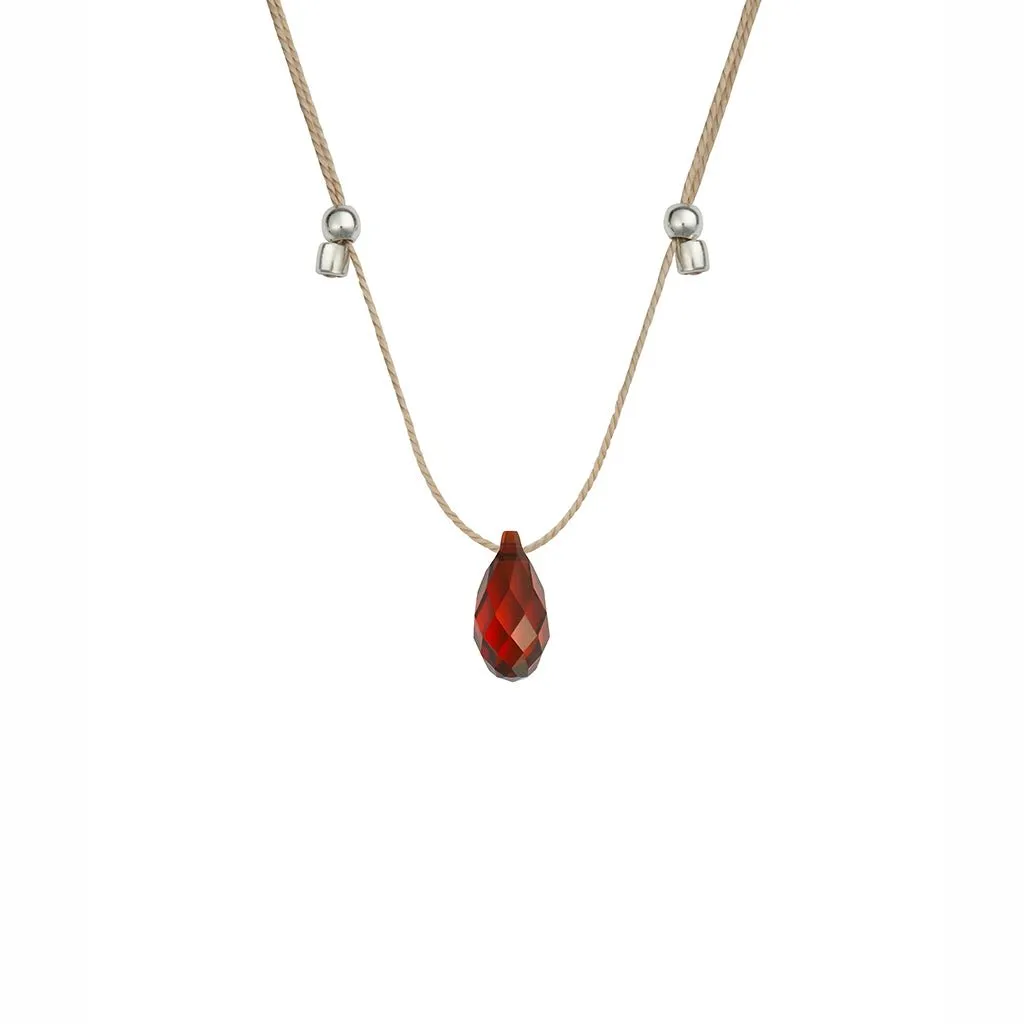 &Livy : Hyevibe Crystal Silk Slider Necklace in Smoked Amber