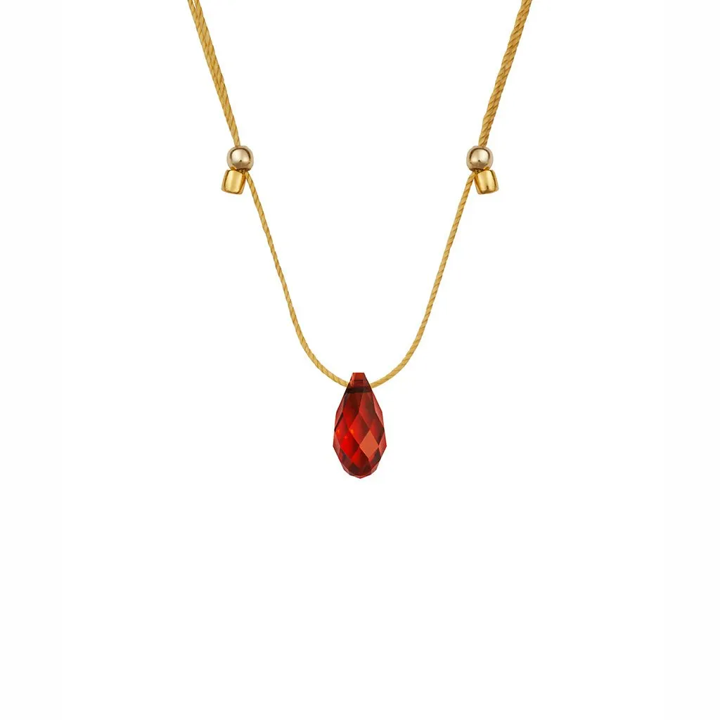 &Livy : Hyevibe Crystal Silk Slider Necklace in Smoked Amber