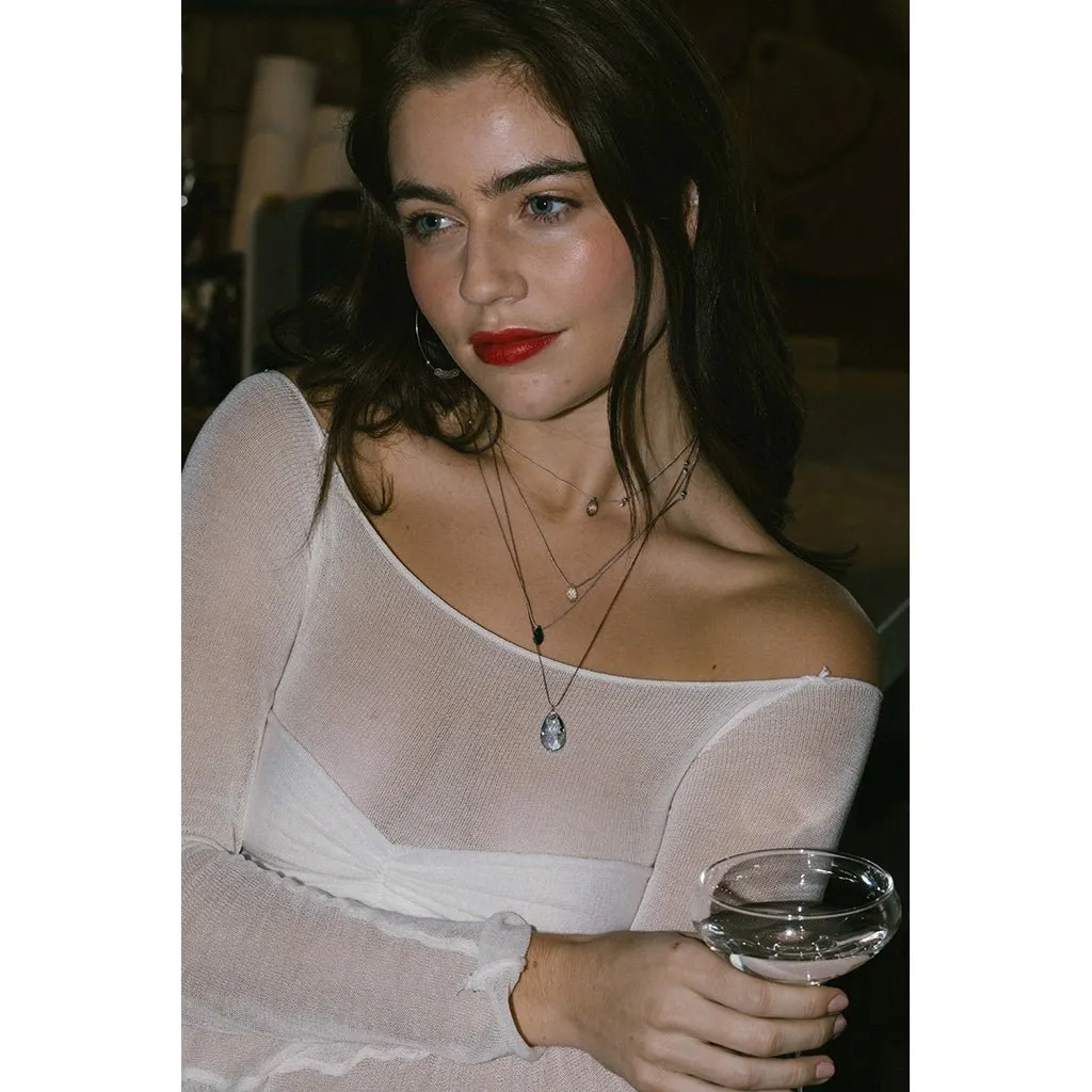 &Livy : Hyevibe Crystal Silk Slider Necklace in Smoked Amber