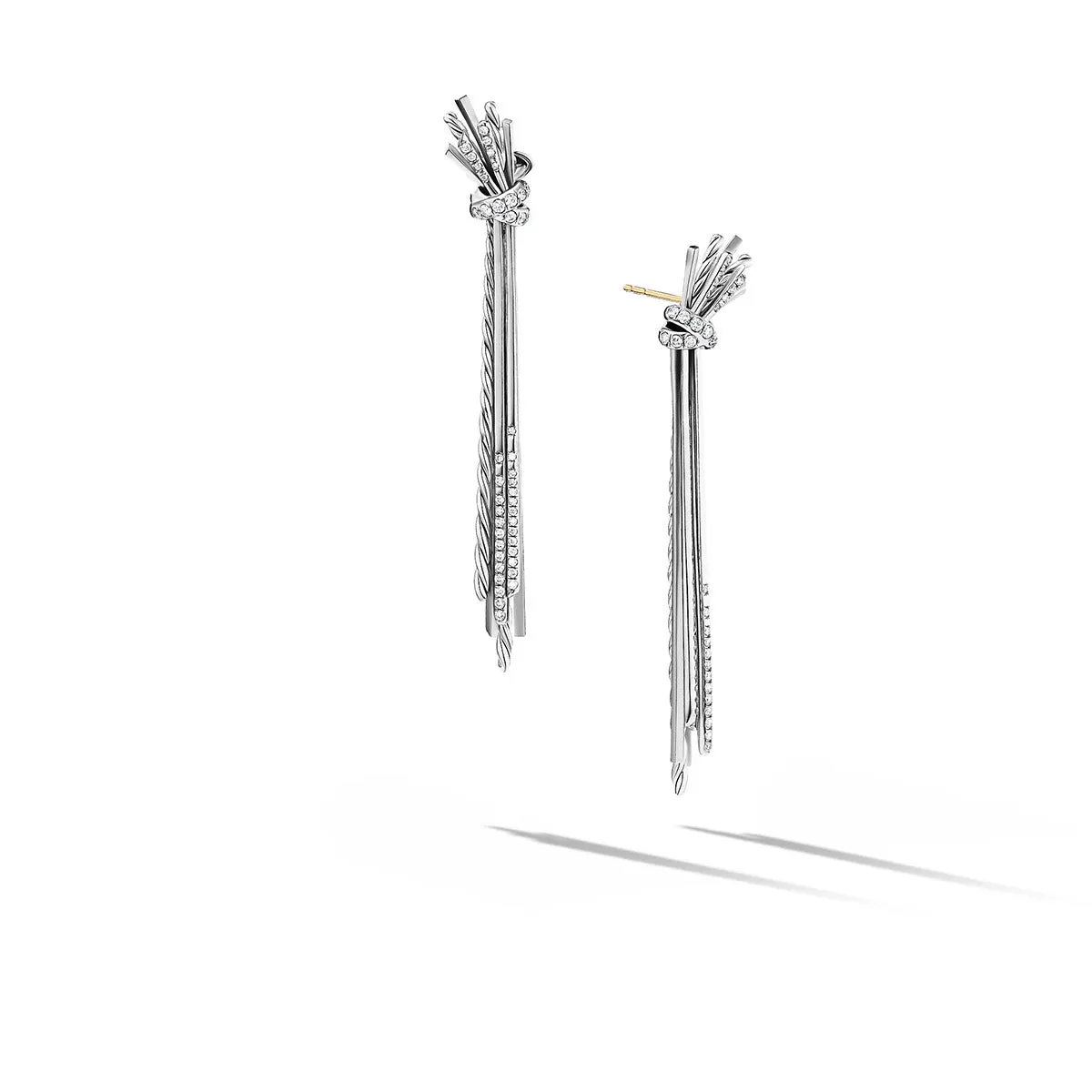 Angelika Long Drop Earrings with Pave Diamonds