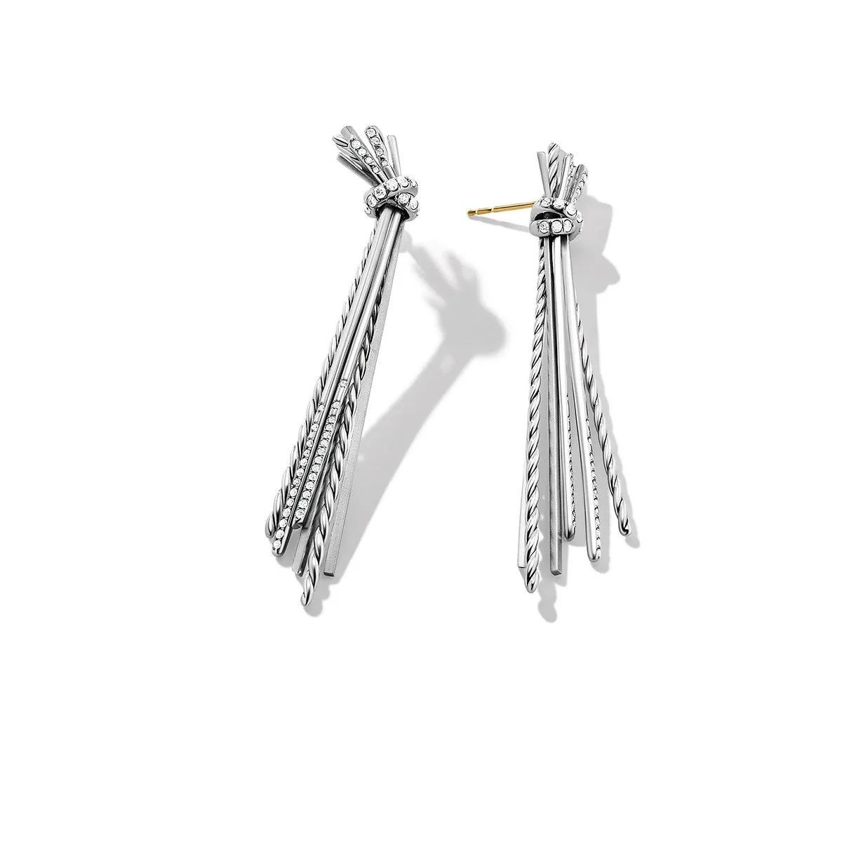 Angelika Long Drop Earrings with Pave Diamonds