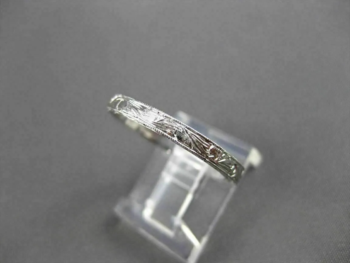 ANTIQUE 14KT WHITE GOLD 3D FLORAL FILIGREE WEDDING ANNIVERSARY RING 2mm #18938
