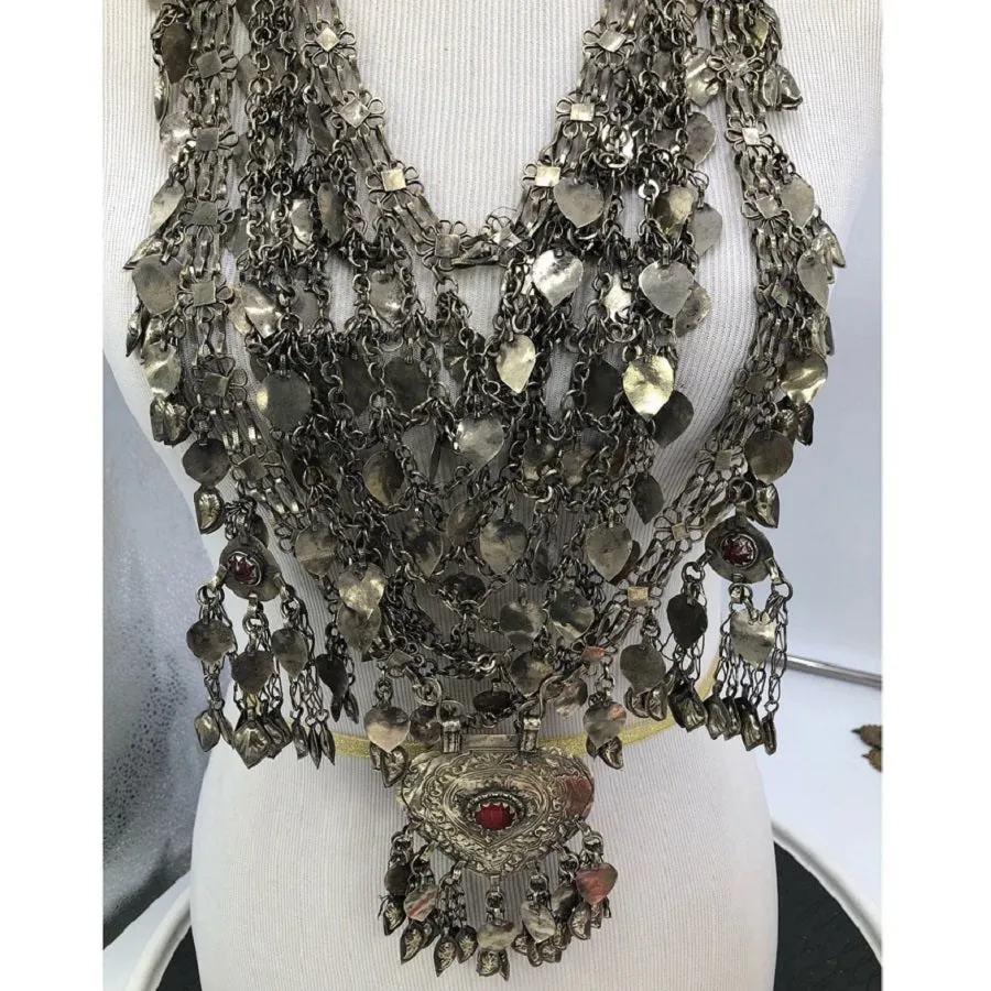 Antique Silver Kuchi Tribal Bib Necklace