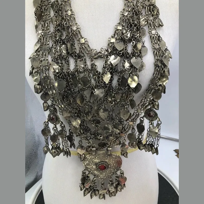 Antique Silver Kuchi Tribal Bib Necklace