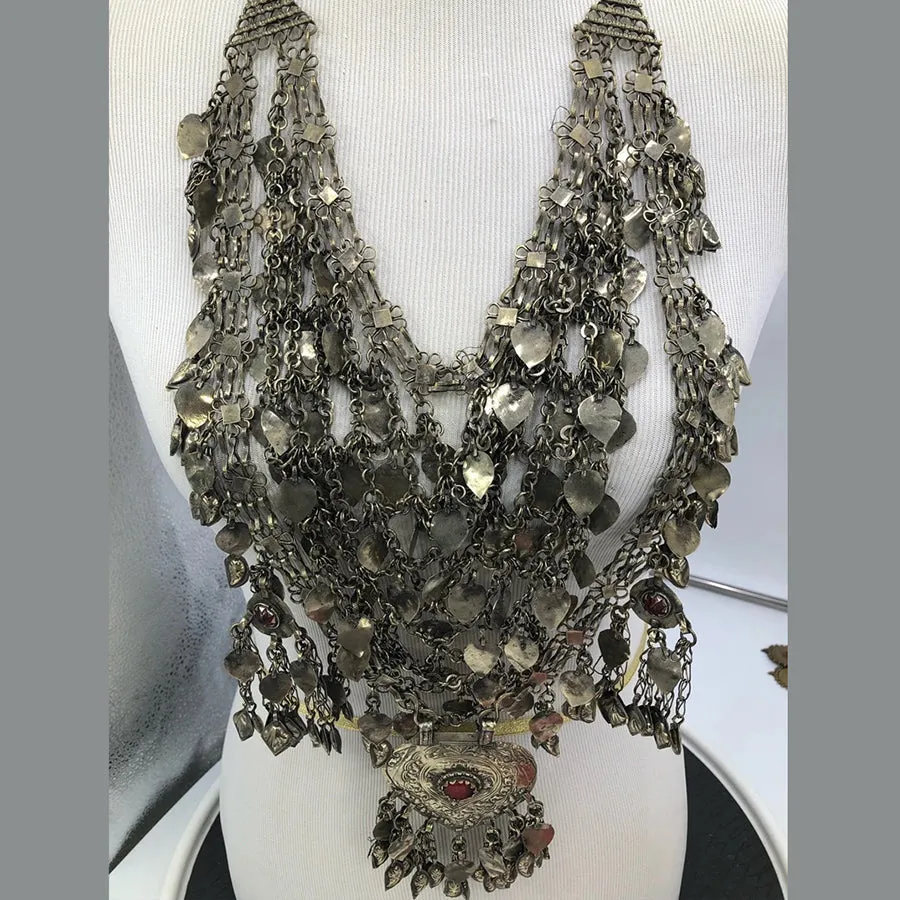 Antique Silver Kuchi Tribal Bib Necklace