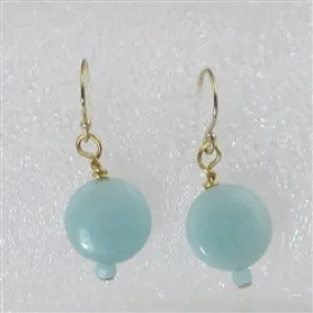 Aqua Amazonite Coin Earrings
