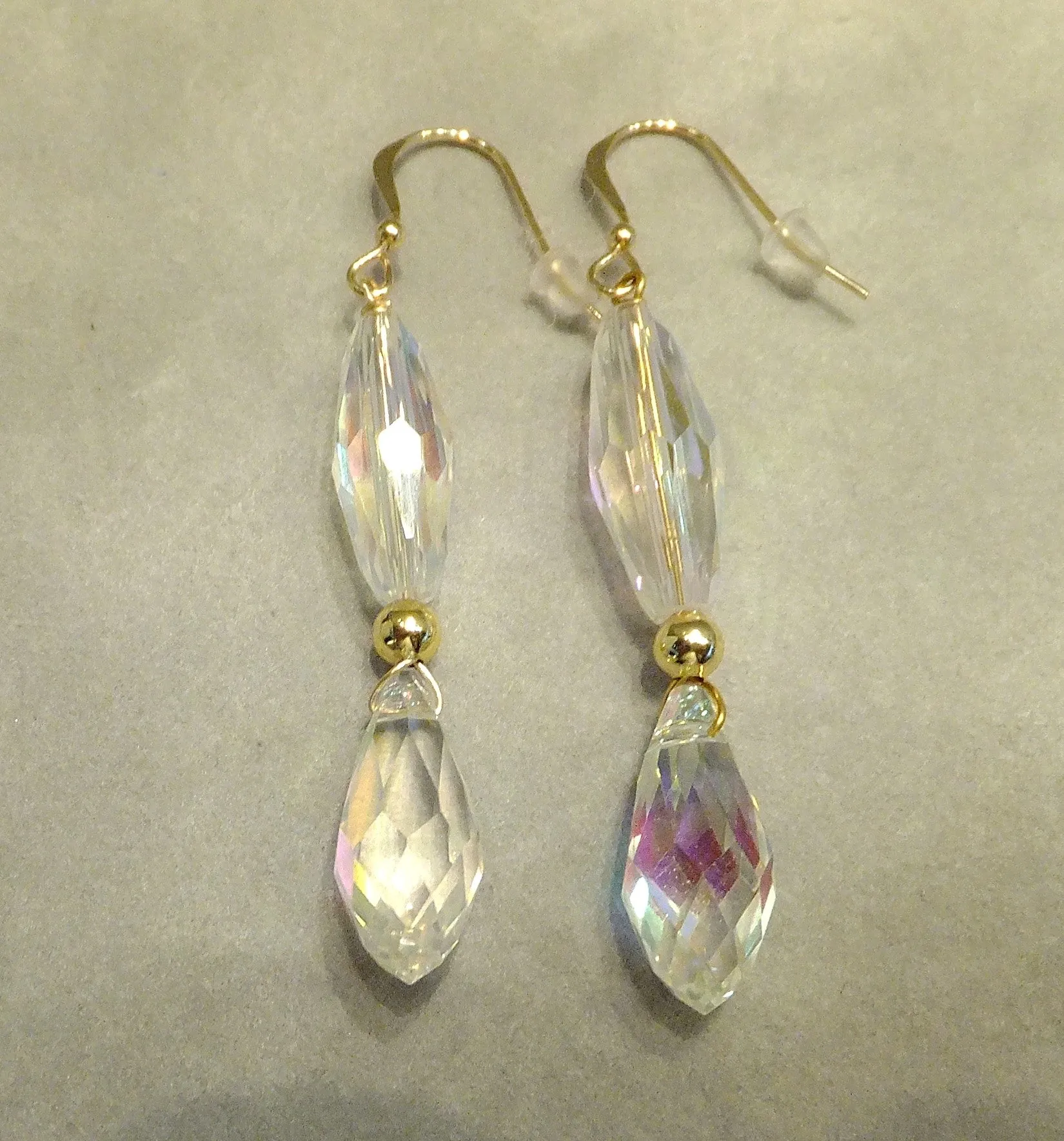 Austrian Crystal Drop Earrings In Gold