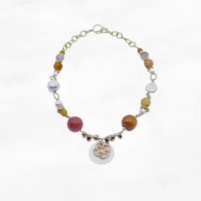 Autumn Gemstone and Pearl Station Necklace