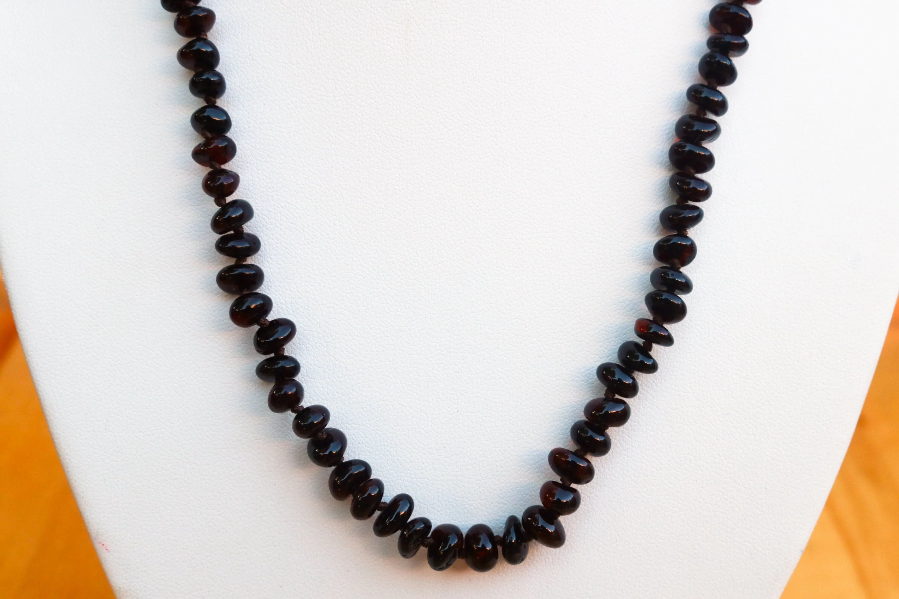 Baltic Amber Necklace Cherry Beaded Natural Jewelry 18" - 18.5" 9.7 gram