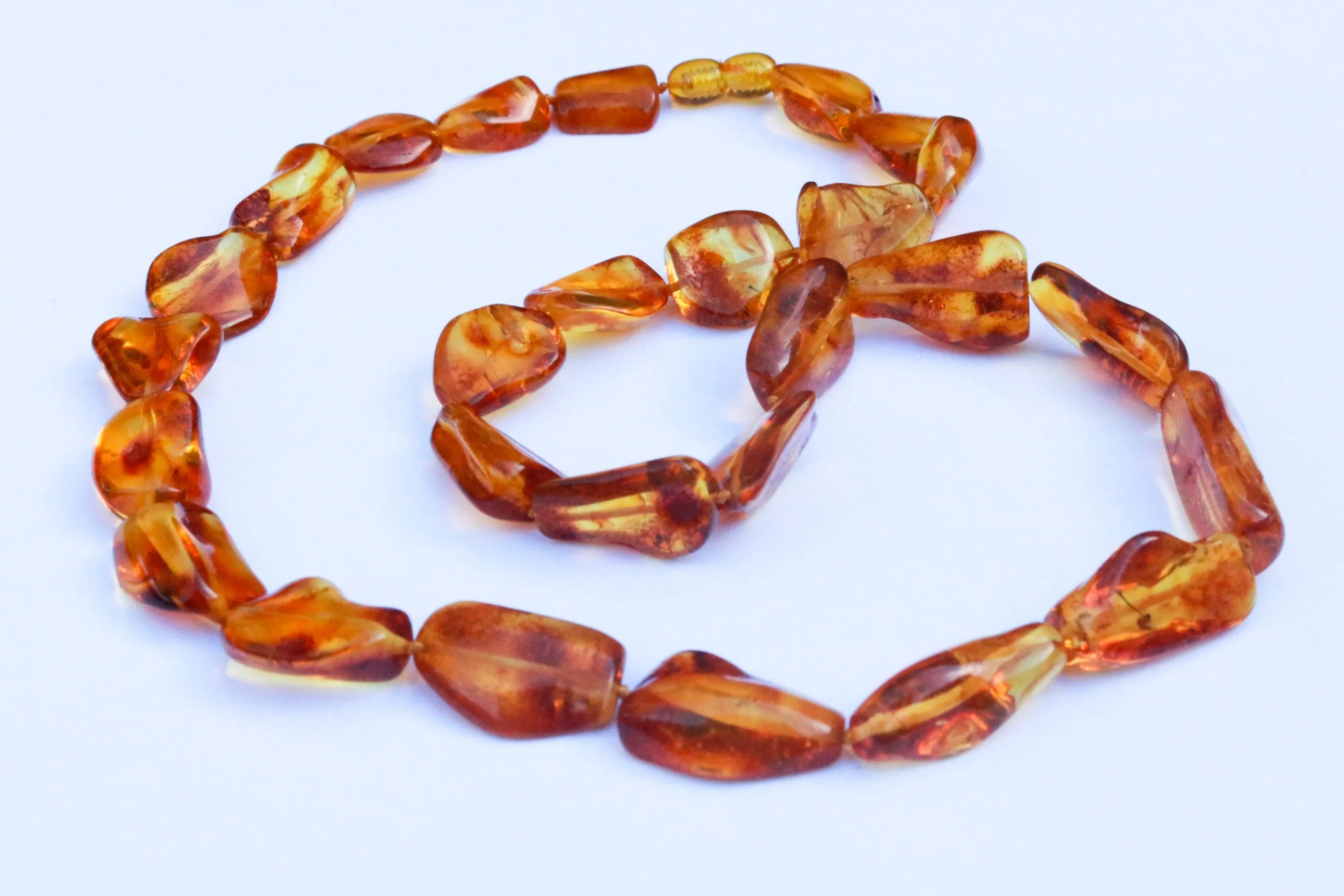 Baltic Amber Necklace Honey Sparkling Natural Beaded Jewelry 23.8" 37.8 gram