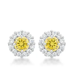 Belle Canary Yellow Halo Stud Earrings | 2ct