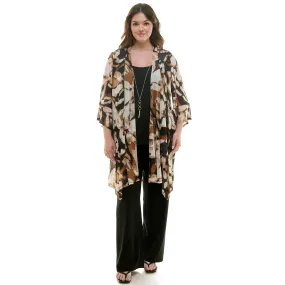 Black & Brown Pantset With Necklace - Plus