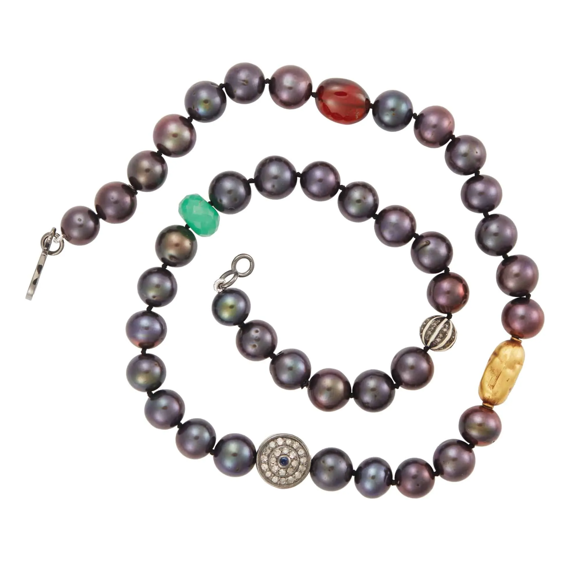 Black Pearl Beaded Necklace 72 (45cm)