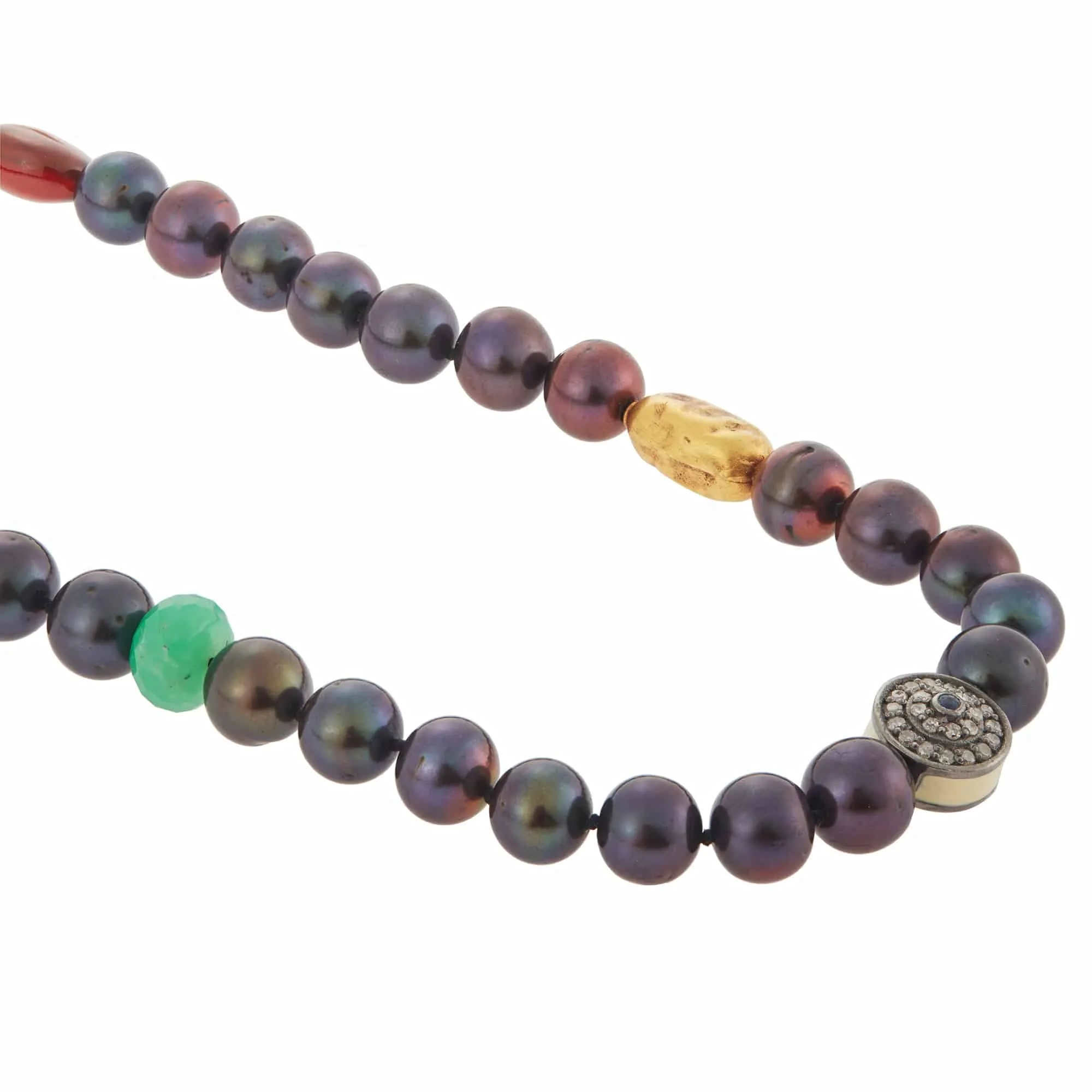 Black Pearl Beaded Necklace 72 (45cm)