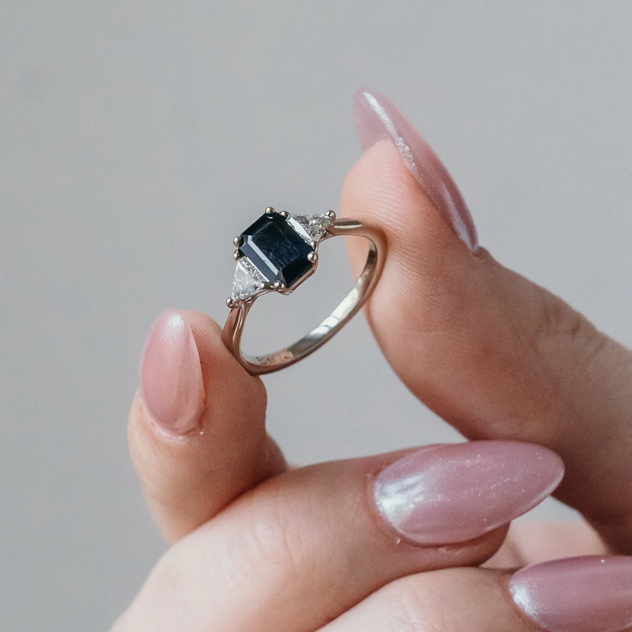 Black Sapphire and Diamond Ashes Ring