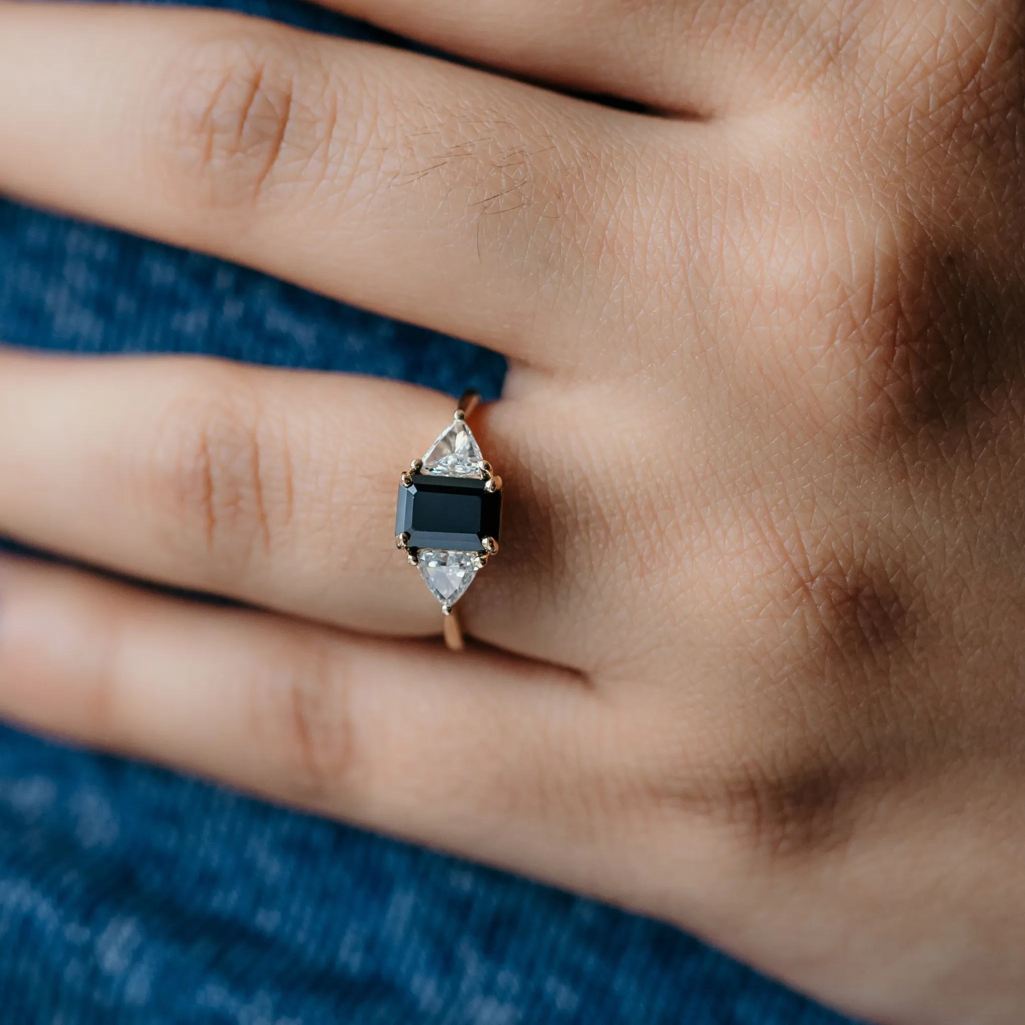 Black Sapphire and Diamond Ashes Ring