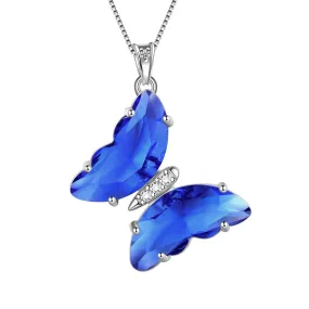 Blue Butterfly Necklace September Sapphire Birthstone Pendant Women Girls Jewelry Birthday Gift