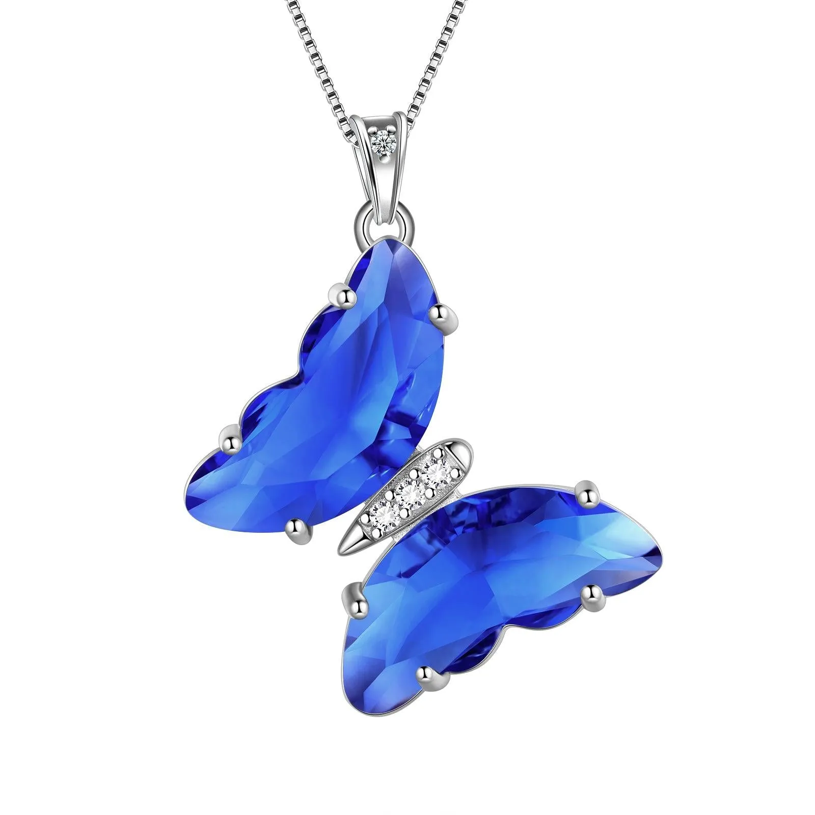 Blue Butterfly Necklace September Sapphire Birthstone Pendant Women Girls Jewelry Birthday Gift
