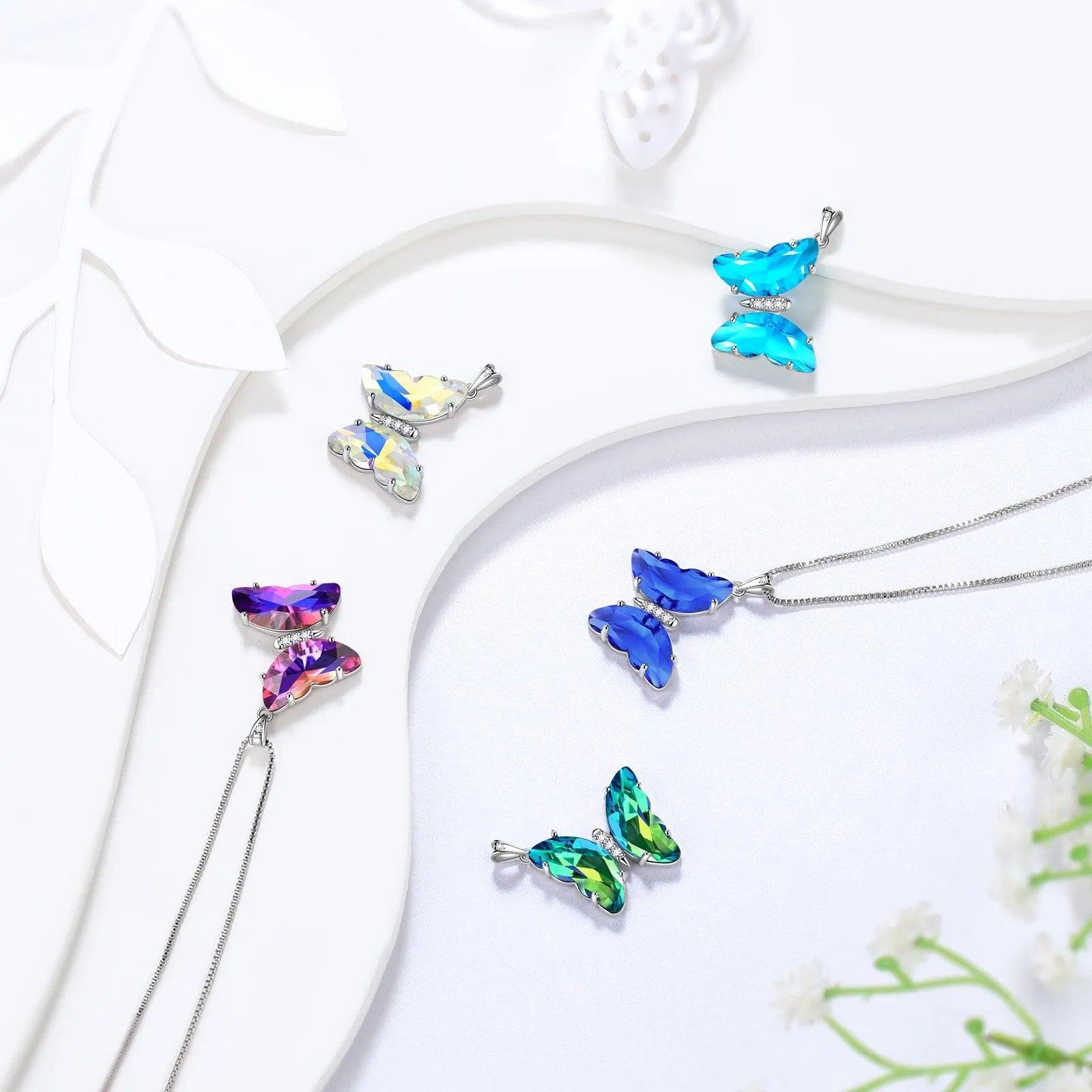 Blue Butterfly Necklace September Sapphire Birthstone Pendant Women Girls Jewelry Birthday Gift