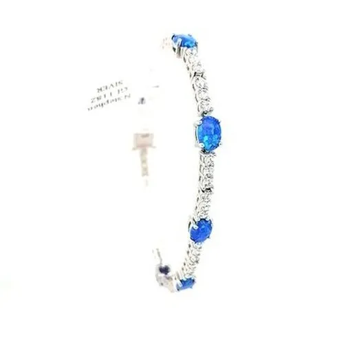 Blue Opal and CZ Bracelet