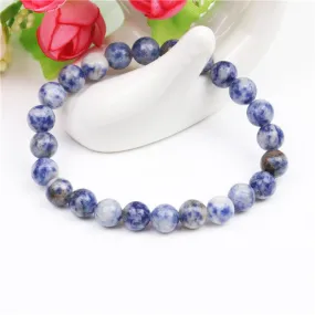 Blue Stone 8mm Dot Stone Beaded Bracelet