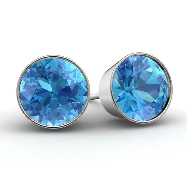 Blue Topaz Stud Earrings