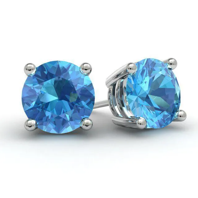 Blue Topaz Stud Earrings