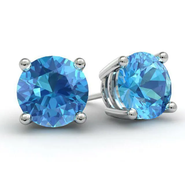 Blue Topaz Stud Earrings