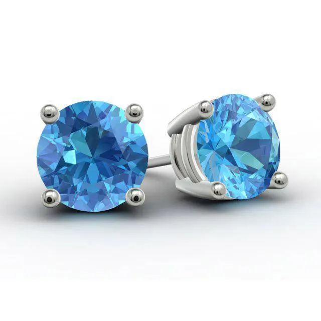 Blue Topaz Stud Earrings
