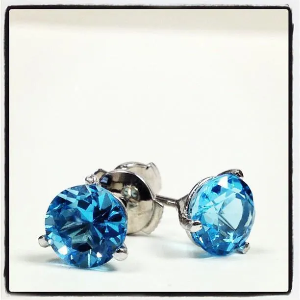Blue Topaz Stud Earrings