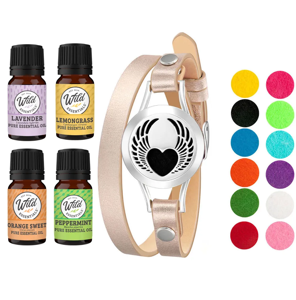 Bracelet Diffusers With Oils WINGED HEART (ROSE GOLD BAND)