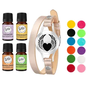 Bracelet Diffusers With Oils WINGED HEART (ROSE GOLD BAND)