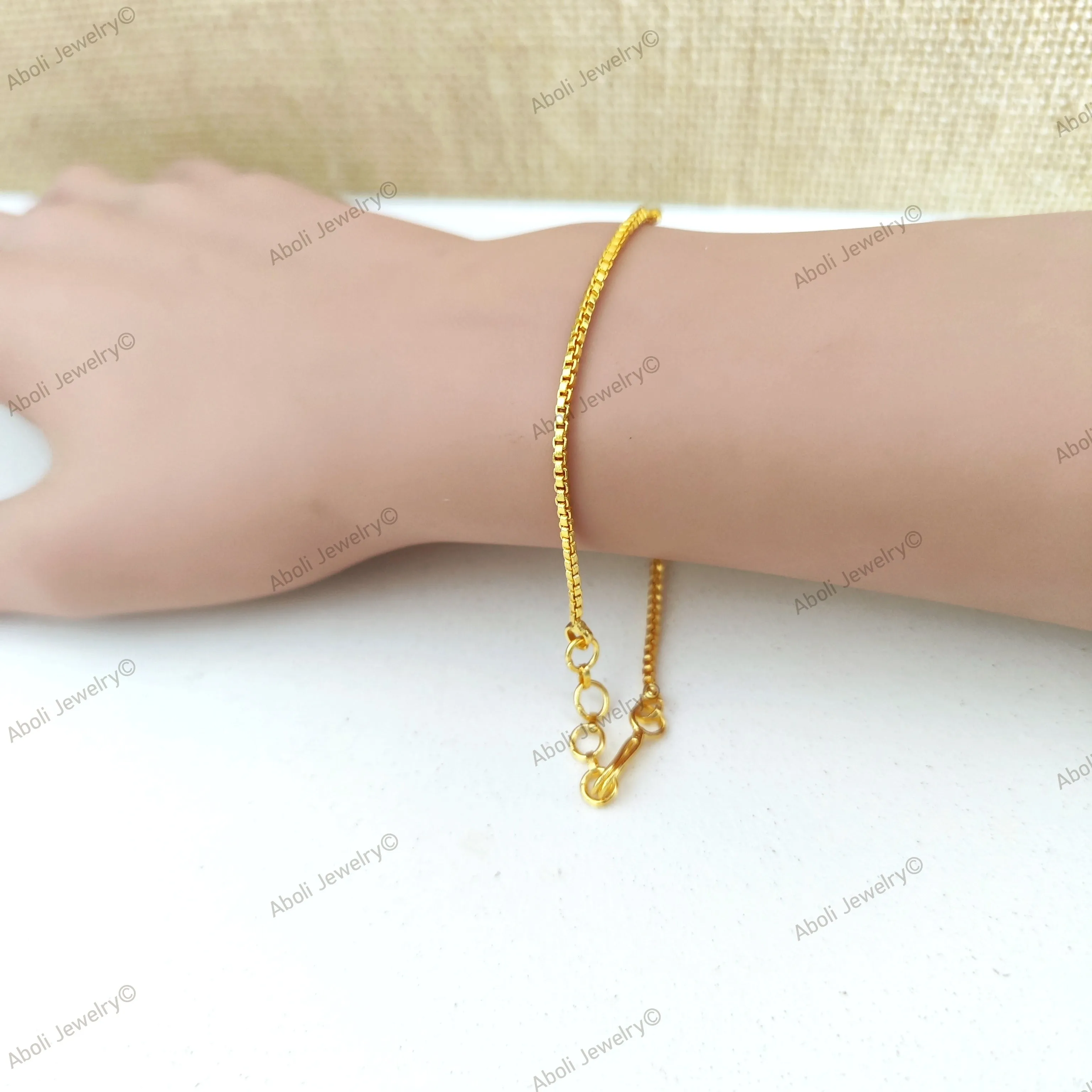 Brass Golden bracelet chain with hook and extender Micron plated RMBC05