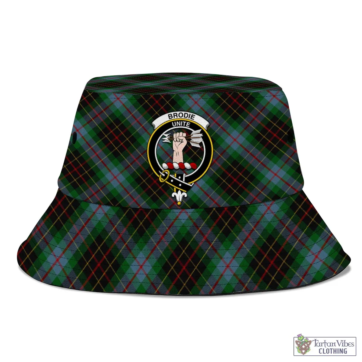 Brodie Hunting Tartan Bucket Hat with Family Crest