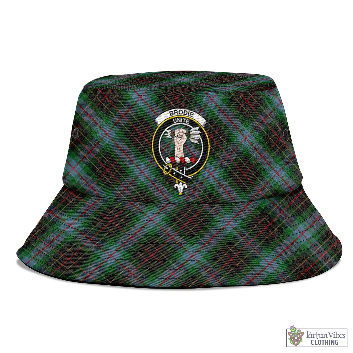 Brodie Hunting Tartan Bucket Hat with Family Crest