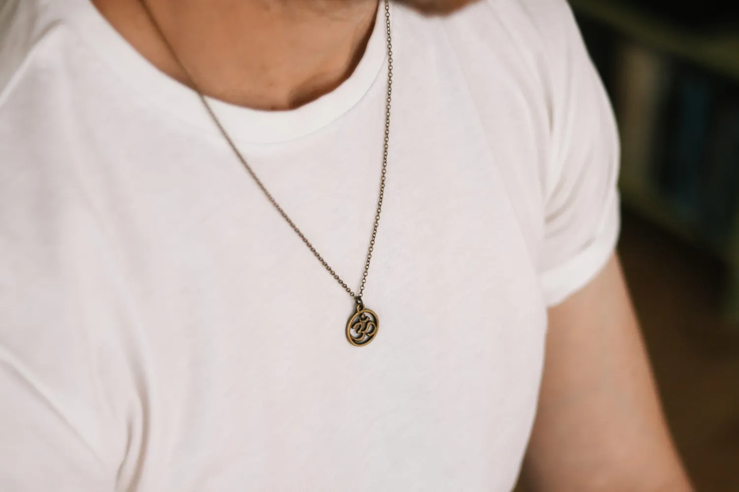Bronze Om chain necklace for men yoga jewelry for him