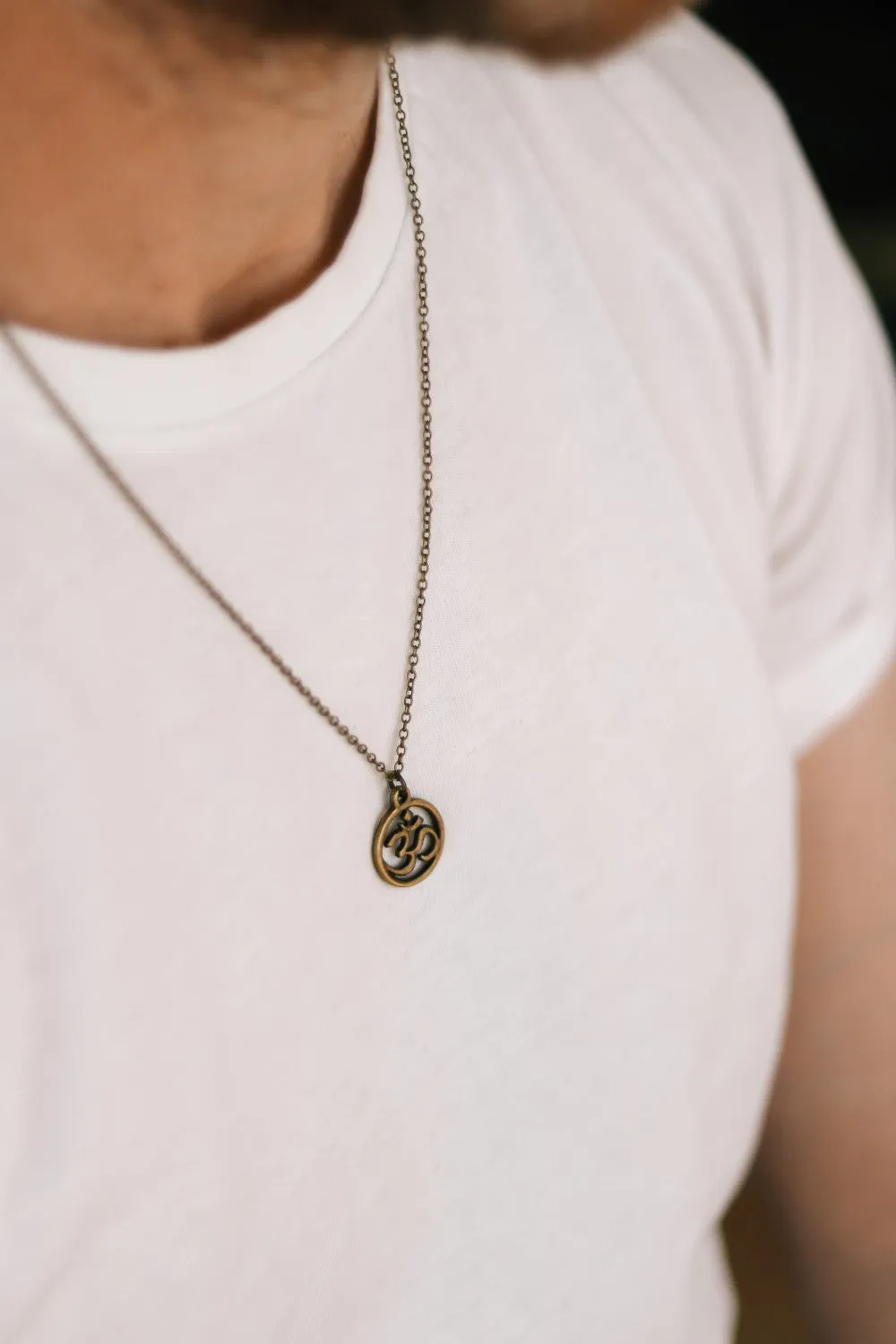 Bronze Om chain necklace for men yoga jewelry for him