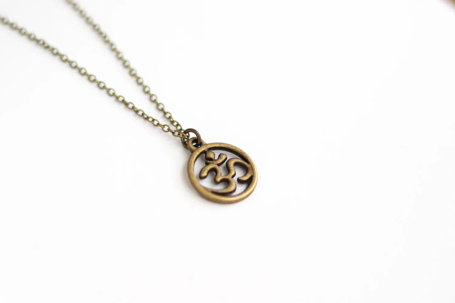 Bronze Om chain necklace for men yoga jewelry for him