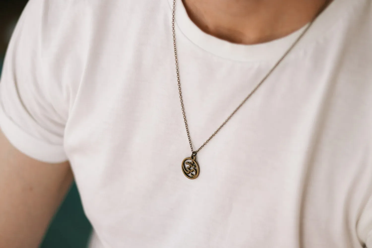 Bronze Om chain necklace for men yoga jewelry for him